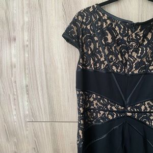 Tadashi Shoji black lace mid-length dress